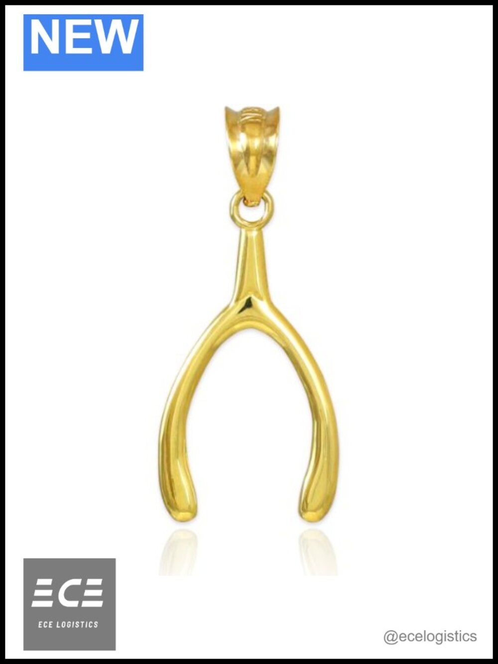 14K Gold Polished Wishbone Pendant Necklace